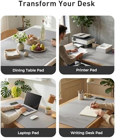Aothia Faux Leather Desk Mat - Large Mouse Pad, Non-Slip PU Leather Blotter, Waterproof Writing Surface for Office and Home (Light Grey, 63" x 24") - Image 6