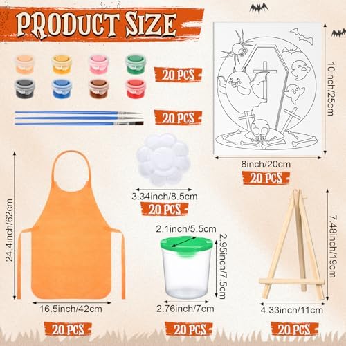Sherr 140 Pcs 20 Set Pre Drawn Canvas Painting Kit, Halloween - Image 2