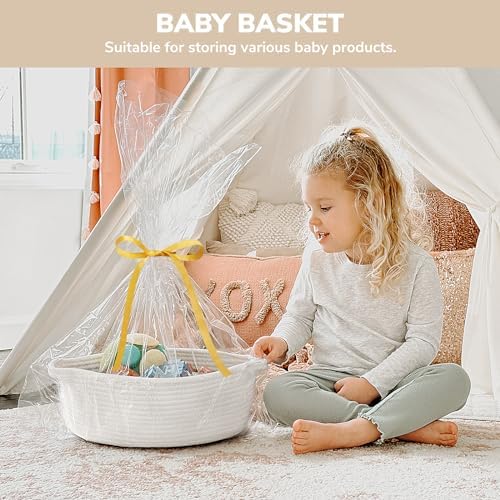 CHICVITA 2-Pack Gift Baskets Empty with Bags & Ribbon, Toy Basket, White - Image 4