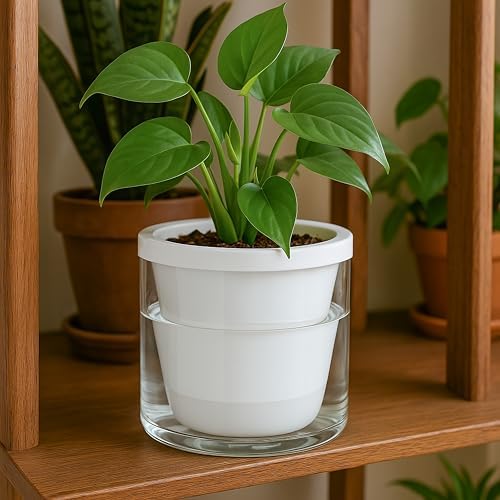 D'vine Dev Self-Watering White Terracotta Planter, 6 in, 2-Pack, 37-Y-B-2 - Image 5