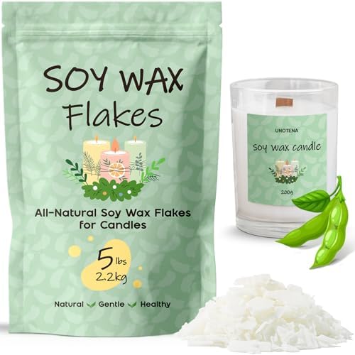 UNOTENA Soy Wax Flakes for Candle Making, Natural Candle Wax, Farm-Sourced, No Additives, Safe and Pure, 5LB by UNOTENACANDLEWAX