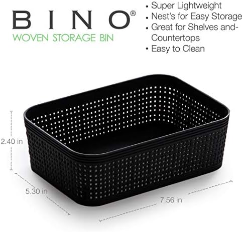 BINO | Woven Plastic Basket | XS (Black), 5-Pack | THE JUTE COLLECTION | Home Organization, Space - Saving Storage, Stylish Design | Jute Basket | Plastic Storage Basket - Image 2
