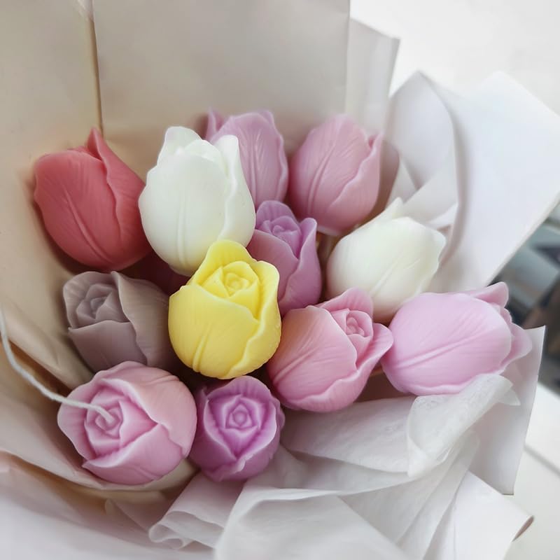 2Pcs Tulip Silicone Candle Flower Wax Mold - Image 6