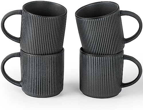 famiware Coffee Mug Set of 4, Star 12 oz Ceramic Mugs Cups Set with Handle by Famiware