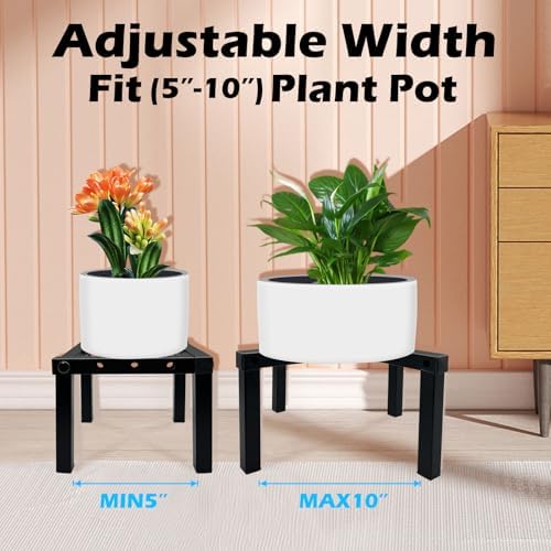 4 Pcs Four Legs Adjustable Metal Plant Stand for 5"-10" Plant Pot – Indoor & Outdoor (Black, 4 Pack) - Image 4
