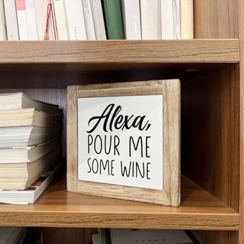 Alexa Wooden Wine Bar Sign - Farmhouse Tabletop Decor Set, Home Accent - Image 5