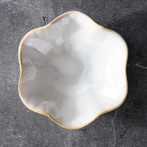 Teensery Ceramic Jewelry Dish Lotus Leaf Shape Jewelry Tray Decorative Trinket Plate Small Sauce Bowl Desktop Organizer for Earring Ring Bracelet Necklace, 1 Piece (White) - Image 4