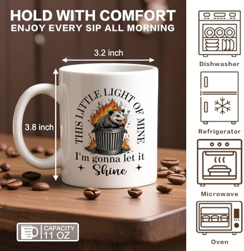 This Little Light Of Mine 11 oz Possum Lover Ceramic Coffee Mug - Image 2