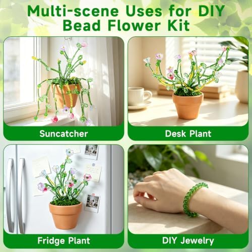 conglow DIY Beaded Flower Kit for Adults Make 3D Crystal Flower Pots - Image 5
