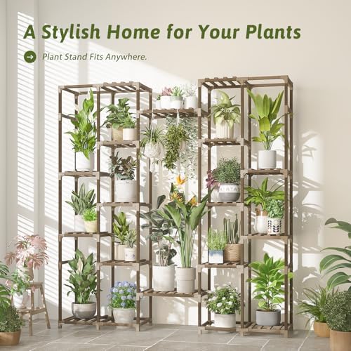 GENTINGBRO Plant Stand Indoor Tall Hanging Plant Shelf 16 Tiers Large Outdoor Plant Rack for Multiple Plants Wood Plant Holder for Living Room Garden Balcony - Image 2