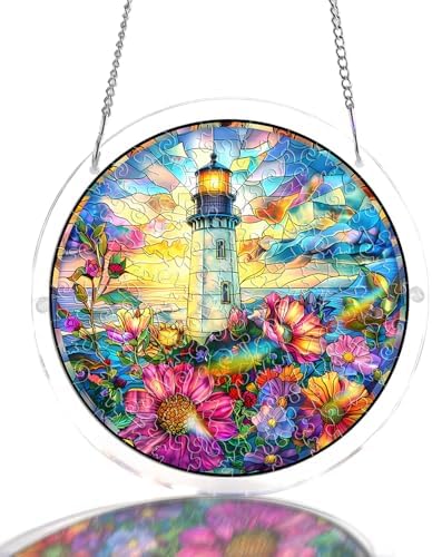 Acrylic Jigsaw Puzzle Suncatcher - Coastal Lighthouse by wudhank