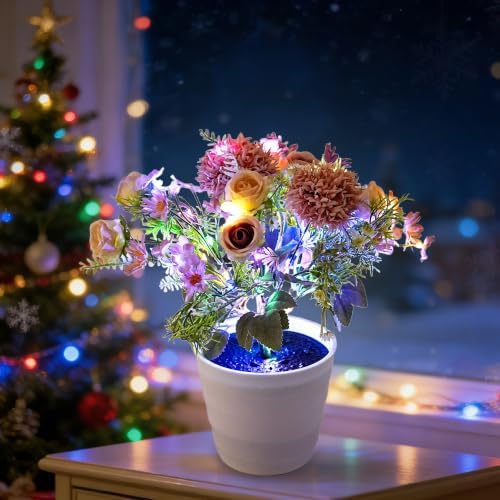 Artificial Pink Flower Night Light Bedroom Wedding Party Coffee Decor by Hibeauti