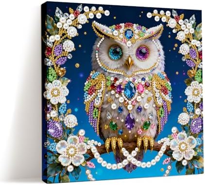 ARTopet DIY Pearl Painting Kit with Frame Gemstone Pearl Diamond Dots Beads Canvas Art Craft for Adult Beginners Display for Tabletop and Wall Mounting Home Decor-Owl by ARTopet