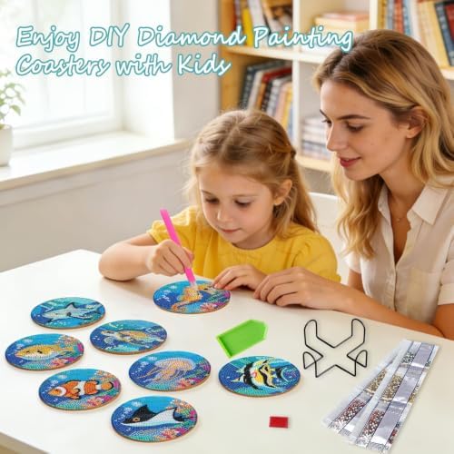 Leatrice Small Diamond Art Coasters Set Diamond Painting Kits for Adults - Image 4