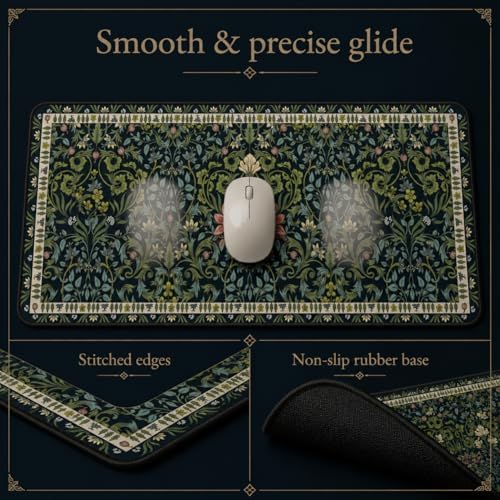 William Morris Inspired Desk Mat, 35.4 x 15.7 Inch XXL Mouse Pad - Image 5