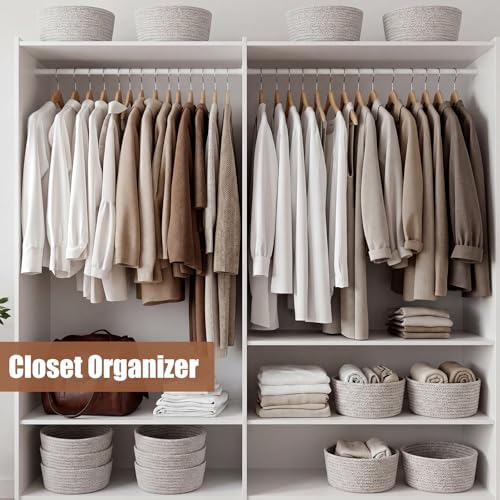 Yinkin 12 Pack Small Storage Basket Cute Natural Cotton Rope Woven Basket Tiny Boho Decorative Toy Storage Bin Gift Baskets for Home Organizing, Closet, Shelf, Nursery, Bathroom (Round,Oatmeal) - Image 6