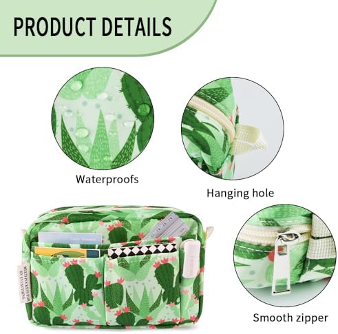 Multiple Pockets Portfolio Organizer with Zipper,Makeup Bag Pencil Pouch - Image 5