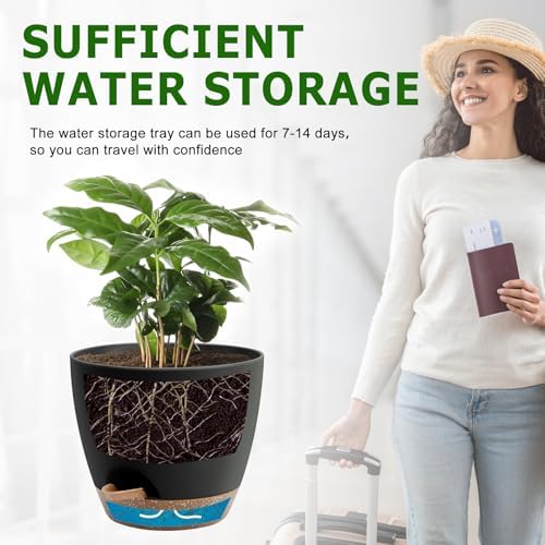 QRRICA 7/7.5/8/9/10 Inch Self Watering Pots for Indoor/Outdoor Plants - Image 5