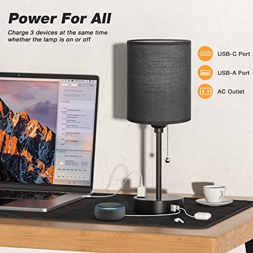 Small Bedside Table Lamp for Bedroom - Desk Lamp with USB Ports for Dorm - Image 3