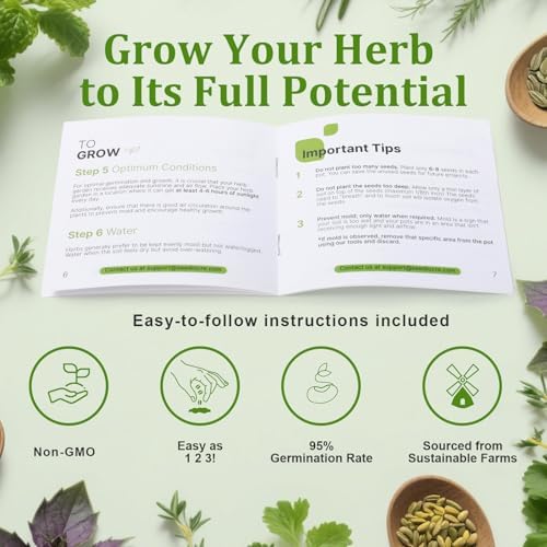 10-Set Indoor Herb Garden Starter Kit, 7 Seeds Growing into Basil, Parsley, Thyme, Mint, Cilantro, Dill, Oregano Including 10 White Pots, Markers, Nutritional Soil, Ideal Christmas Gifts for Women - Image 4