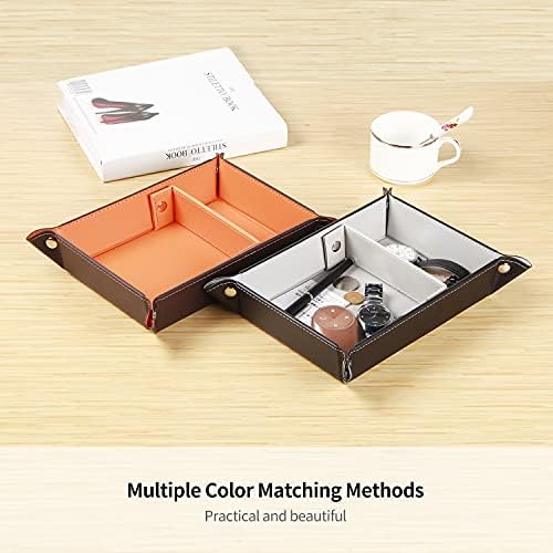 Travel Valet Tray,Entryway Dish,PU Leather Catchall EDC Dump Tray/Bowl - Image 6