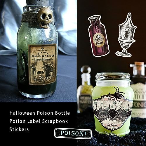 Prstincol 106 Pcs Potion Labels Stickers, Apothecary Sticker Dark Aesthetic Wine Bottle Sticker for Scrapbooking, Wicca Stickers for Junk Journal Bullet Journals DIY Crafts - Image 5