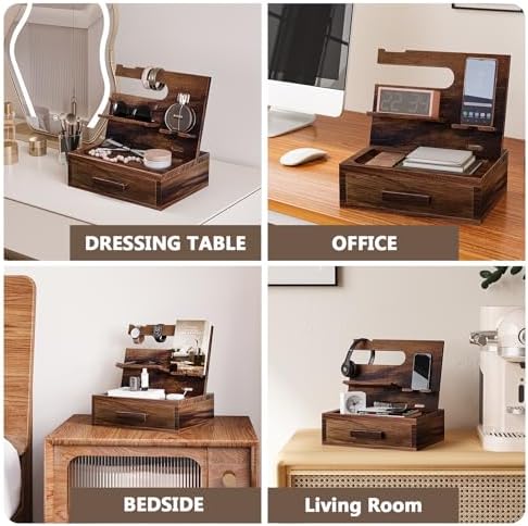 Semiochome Wooden Desktop Organizer, Desk Organizer with Drawers, Countertop Drawers Organizer, Tabletop Storage Organization Box for Office Desk Nightstand - Image 5