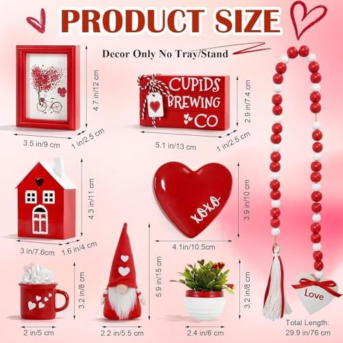 Valentine's Day Decorations for Home Office 8 PCS Tiered Tray Decor Set - Image 4