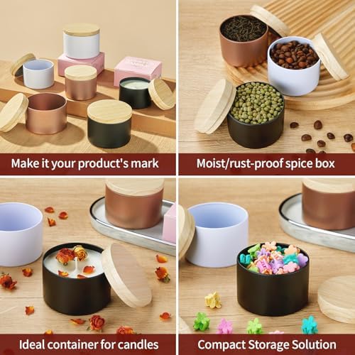 MGLIFEUL 8oz Candle Tins Jars Cans with Lids and Wax Wick for Making Candle - Image 6