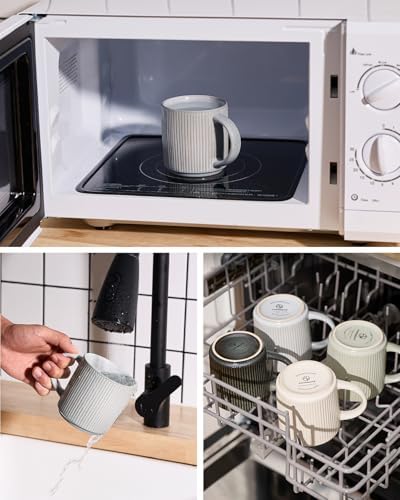 famiware Coffee Mug Set of 4, Star 12 oz Ceramic Mugs Cups Set with Handle - Image 3