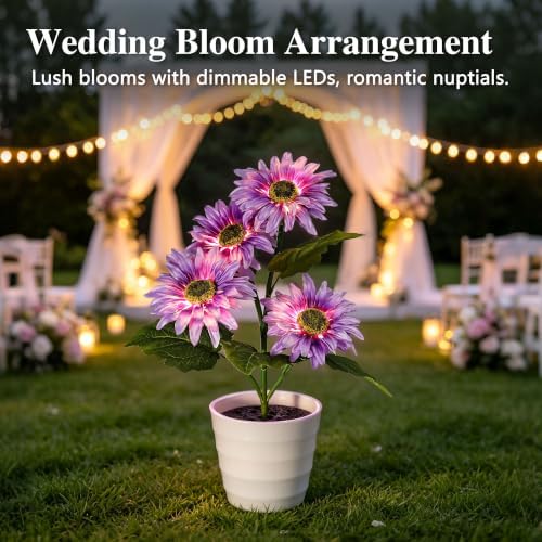 Purple Daisy Flower Table Lamp Decor Gifts for Women Birthday Christmas - Image 3