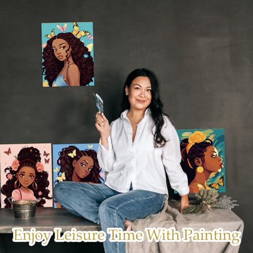 Ctosree 12 Pcs Pre Drawn Canvas for Painting,Charming Lady,8 x 10 Inch - Image 6