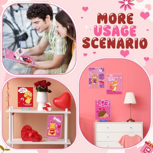 Blosssound 10 Set Valentine's Day Jungle Animals Pre Printed Canvas Pre Drawn Canvas Painting with Easel Kits 5" x 7" Outline Painting Panels for Beginners, DIY Craft Project, Party Favor, Home Decors - Image 6