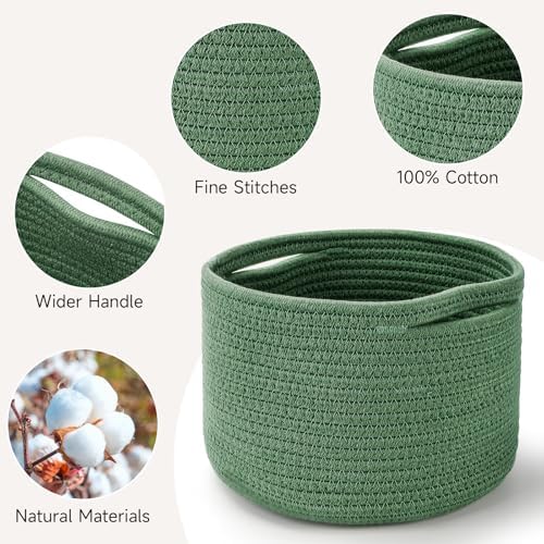3 Pack Small Rope Storage Baskets, 9.82×9.82×7.1", Green - Image 2
