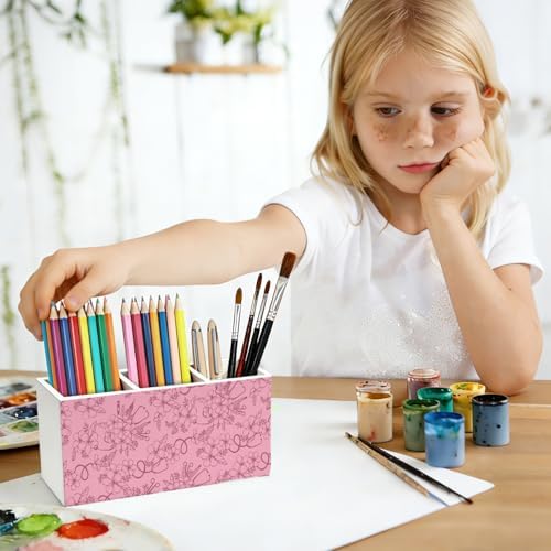 Pink Floral Nurse Pen Pencil Holder for Desk Decor - Image 5