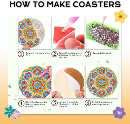 Leatrice Mandala Diamond Art Coasters Set Diamond Painting Kits for Adults - Image 3