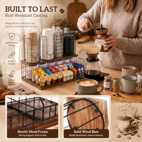 Geelin Coffee Cup and Lids Organizer with 4-compartment Double Layer - Image 6