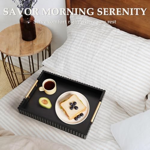 Serving Tray for Coffee Table Decor, 16.7" Decorative Ottoman Tray, Black - Image 6