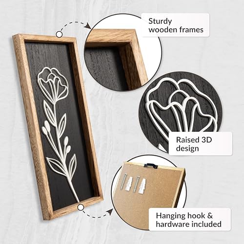 Tide and Tales 3D Black Wall Decor, Set of 2, Moody Botanical Wall Art - Image 5