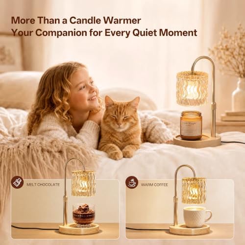 Homelist Decorative Ripple Glass Candle Warmer Lamp, Dimmable - Image 3