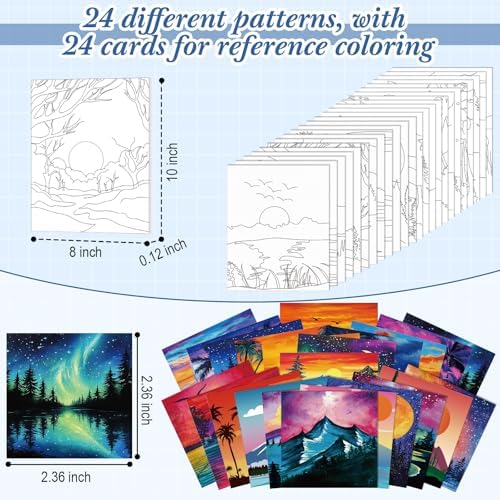 Sherr 24 Pcs Pre Drawn Canvas for Adult, Scenery, 8 x 10 Inch - Image 3