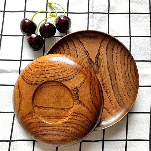 Round Wood Dish, Plate Acacia Wooden for Cake, Sweets Fruit Dessert Coffee Dish, Round Wood Dinner Tableware Plates, Tray for Home Decoration (5.3 Inch) - Image 5