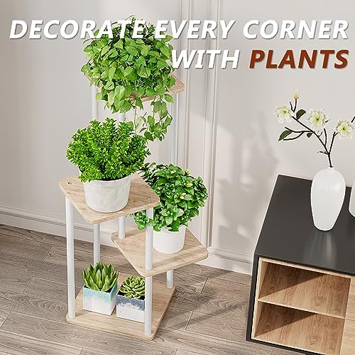 AZERPIAN 4 Tier Tall Plant Stand Indoor Corner Tiered Shelf Metal MDF Board - Image 5