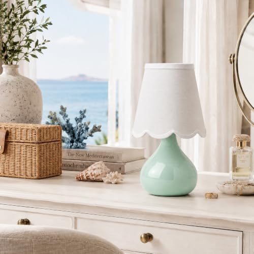14" Cordless Table Lamp, Rechargeable Ceramic Bedside Lamp with Magnetic LED Bulb, Stepless Dimmable & 3 Colors, Battery Operated Aesthetic Lamp for Bedroom, Living Room, Patio (Green) - Image 5