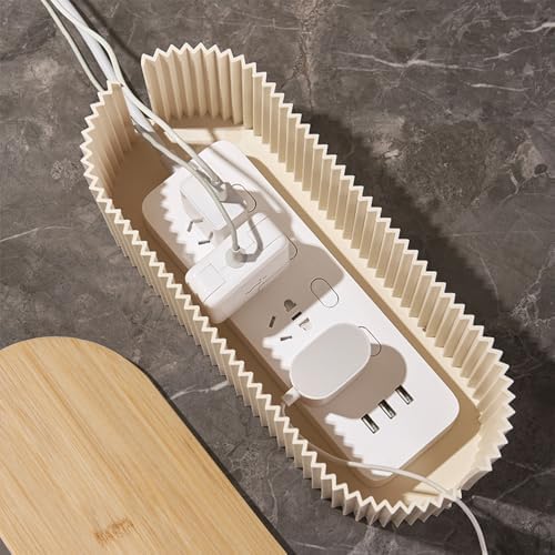 Cable Management Box with Solid Bamboo Cover, 12.6x5.4x4.4 inches, Beige - Image 6