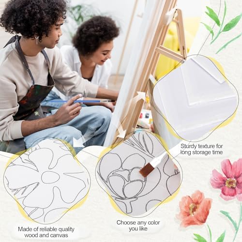 Sherr 96 Pcs 12 Set Pre Drawn Canvas Painting Kits, Flower - Image 3