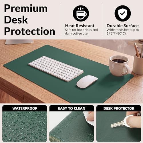 AFIING Cork Desk Mat, Dark Green, 35.4" x 17",Desk pad Protector - Image 4
