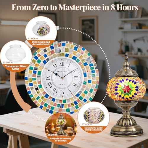 DIY Turkish Mosaic Lamp Kit for Adults & Teens, 5.2" Shade, Colorful - Image 4