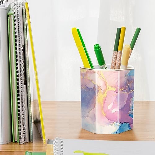 Pen Holder for Desk, Cute Ceramic Pencil Holder, Pen Cup Marker Holder Makeup Brush Holders, Desk Accessories & Workspace Organizers for Office, Home, Gold - Image 4