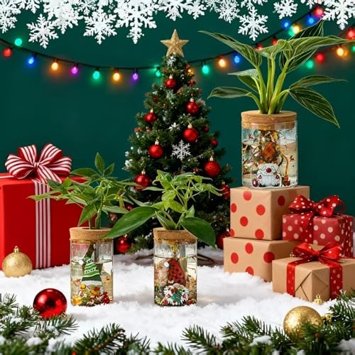 Christmas Vase, Christmas Themed Propagation Stations, Glass Propagation Vases for Plants, Cuttings, Desktop Planter Vase for Home & Office Decor, Set of 6 (3 Large & 3 Small) - Image 4